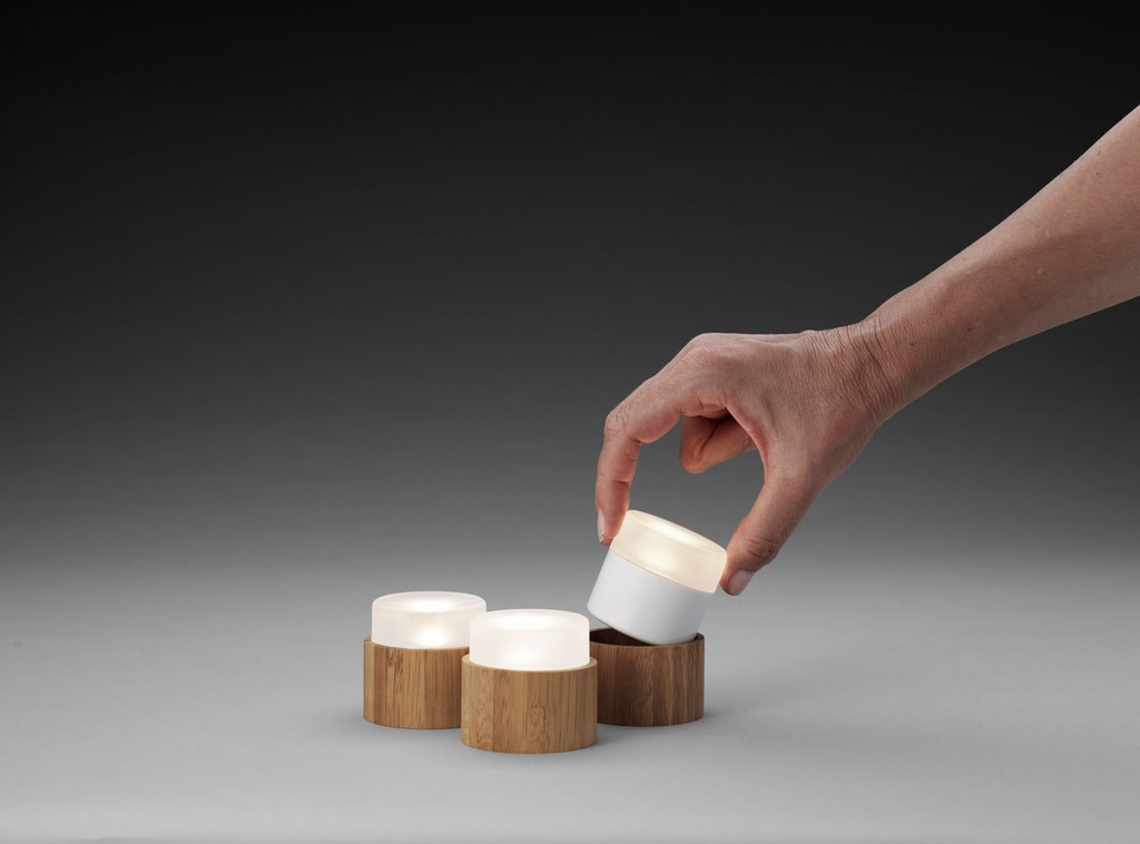 Jeu de 3 Mini lampes à LED rechargeables 48 x Ø 50 mm 13 h Blanc