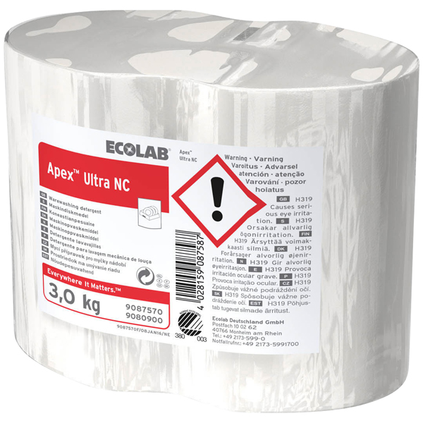 Ecolab Apex Ultra – Détergent lave-vaisselle super concentré 4x3,1kg