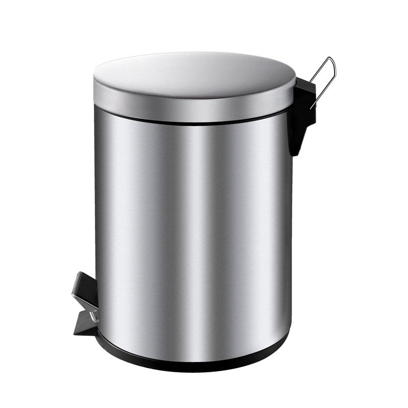 [2148] Matt stainless steel pedal bin 5L