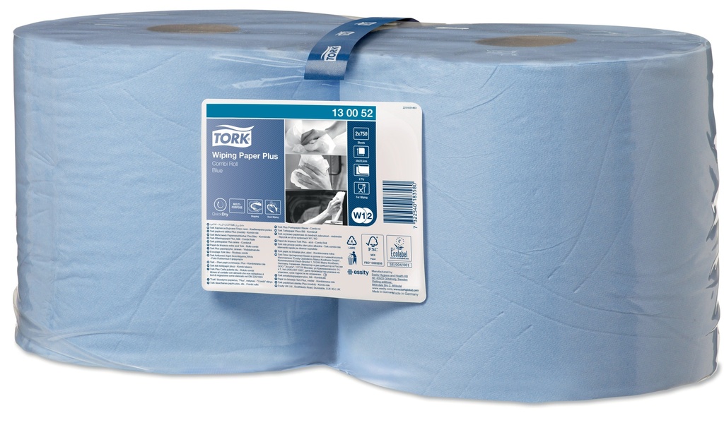 Rouleau industriel MAXI bleu 2 plis 23,5cm 2x255m T130052 W1W2