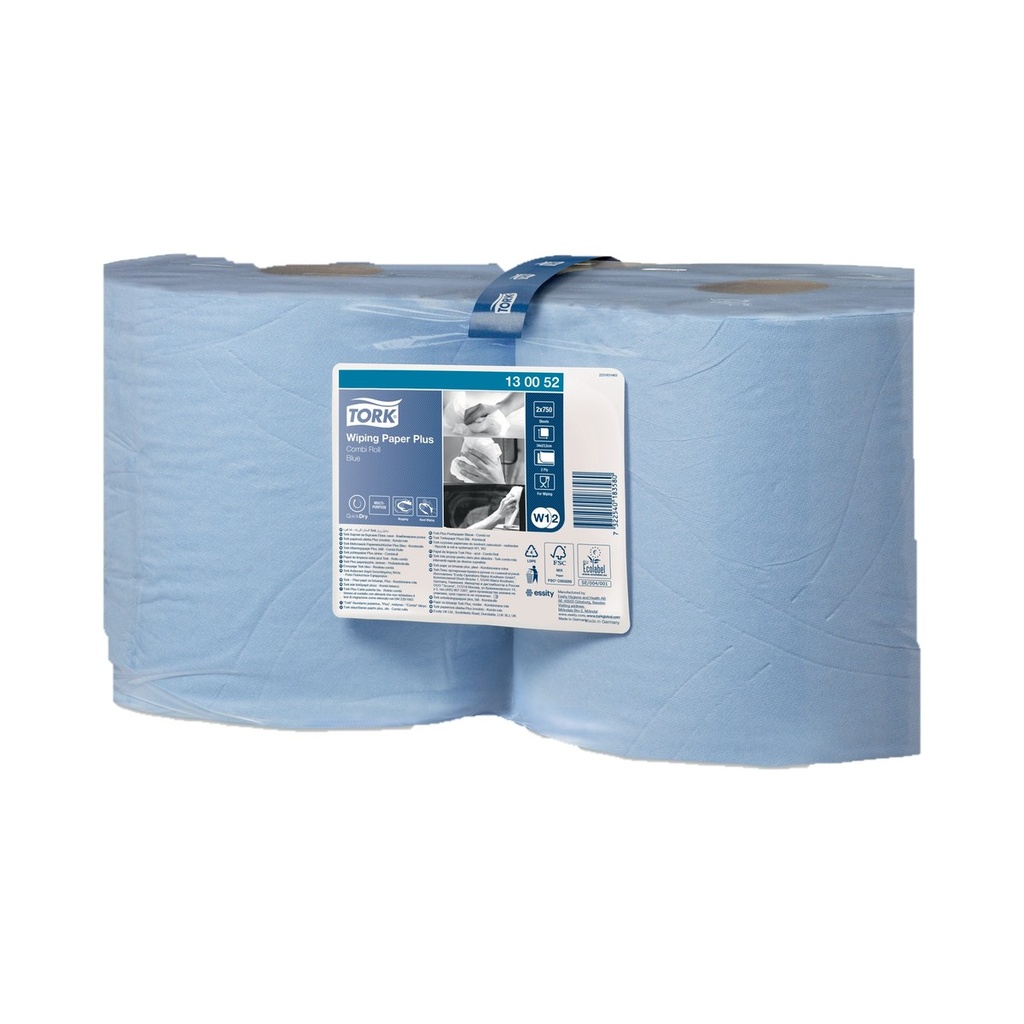 Rouleau industriel MAXI bleu 2 plis 23,5cm 2x255m T130052 W1W2