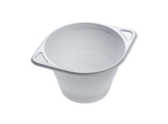 Bols à potage PP blanc 250cc avec poignée 129x100x64mm