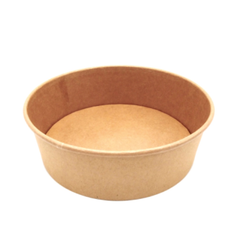 Saladier carton rond kraft avec couvercle 1000cc