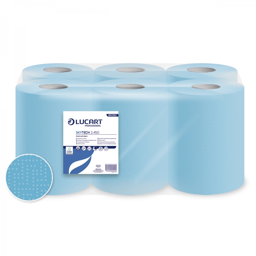 MIDI papierrol Lucart SKYTECH blauw 2 lagen 20cm 6x113m 
