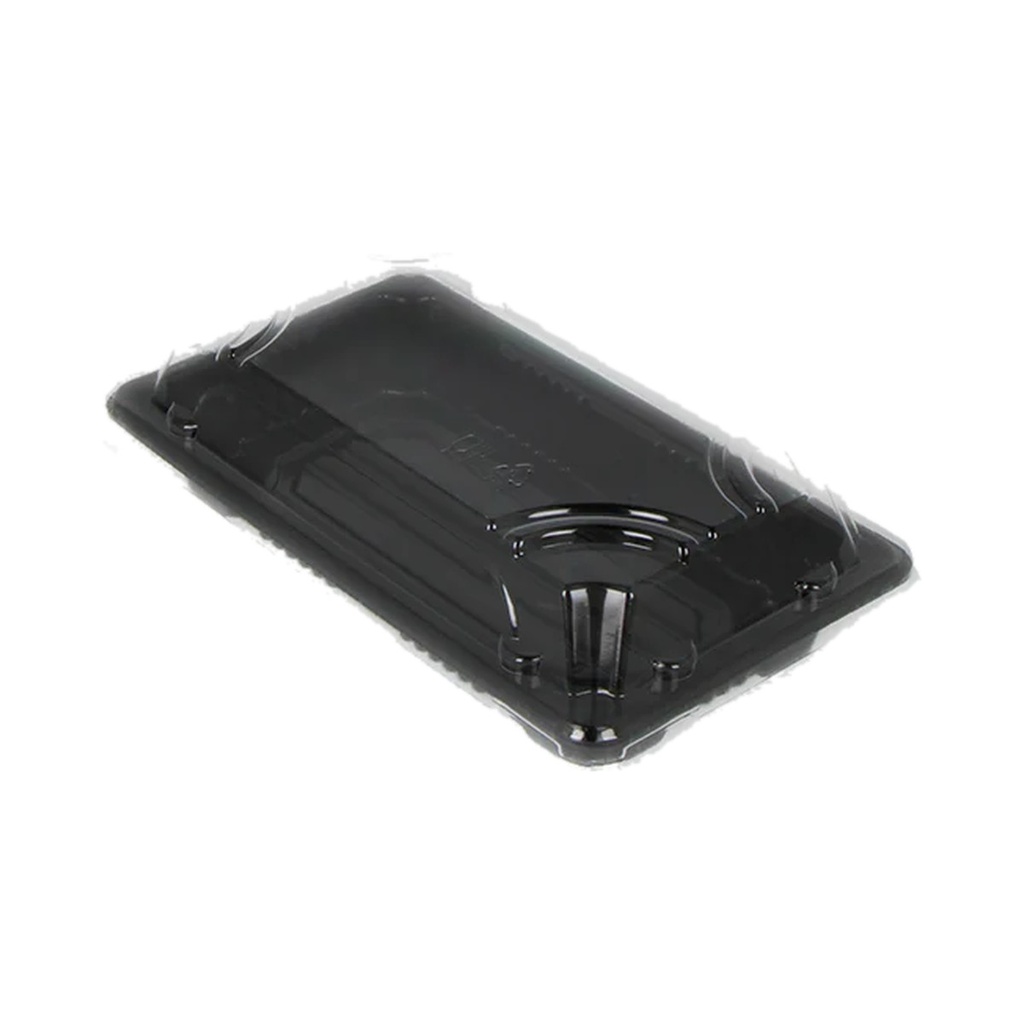 Plateau Sushi Noir + Couvercle Transparent 160x92x23mm Boîte combinée S Noir
