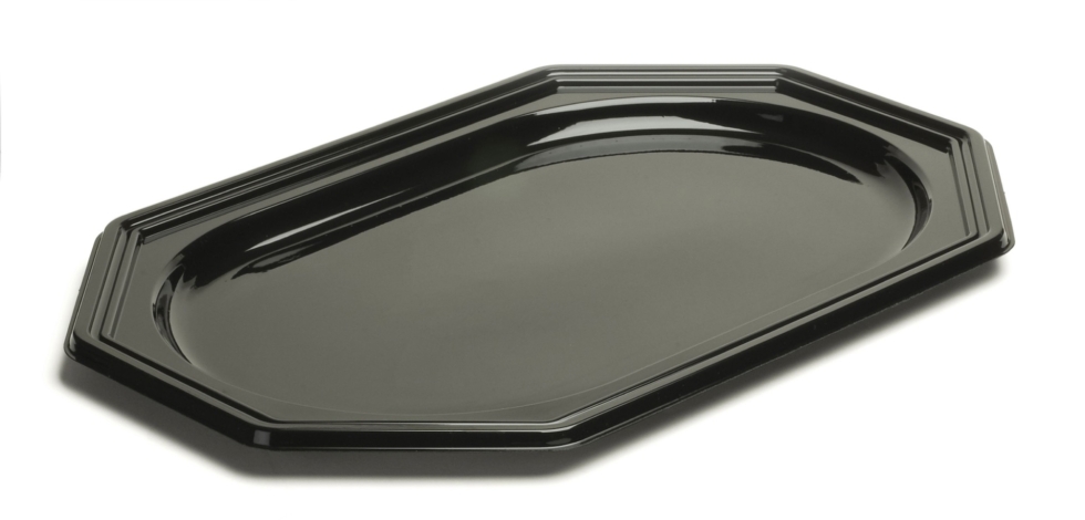 Octagonal tray PET black Sabert 55x38cm 