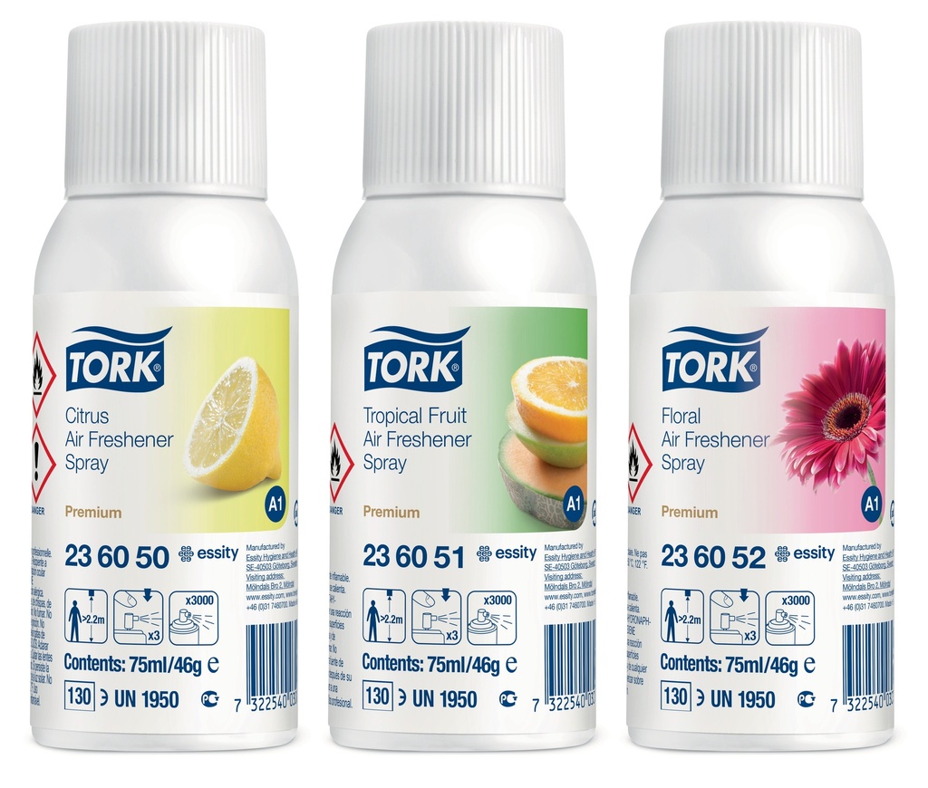 Recharge parfum pack 3 pour Tork Aérosol Désodorisant A1 12x75ml