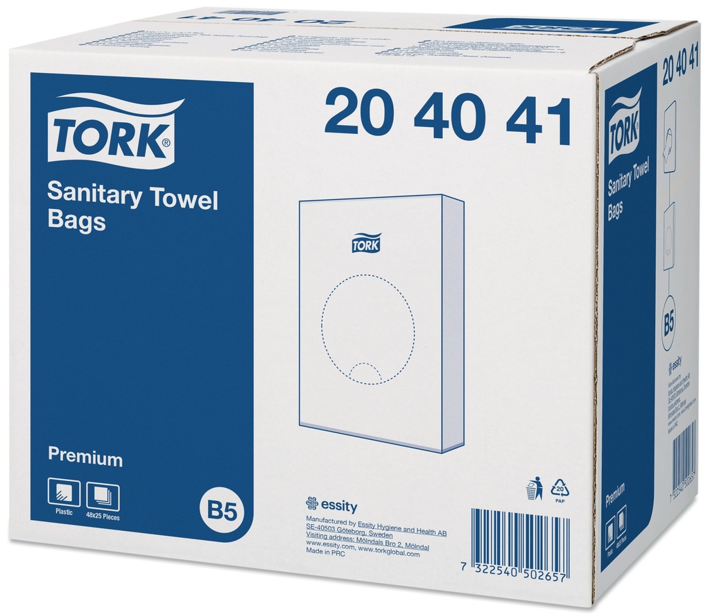 Sachets Tork pour serviette hygiénique Blanc 13,5x25cm
