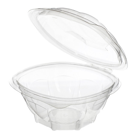 Diamond PET salad bowl with hinged lid 1000cc