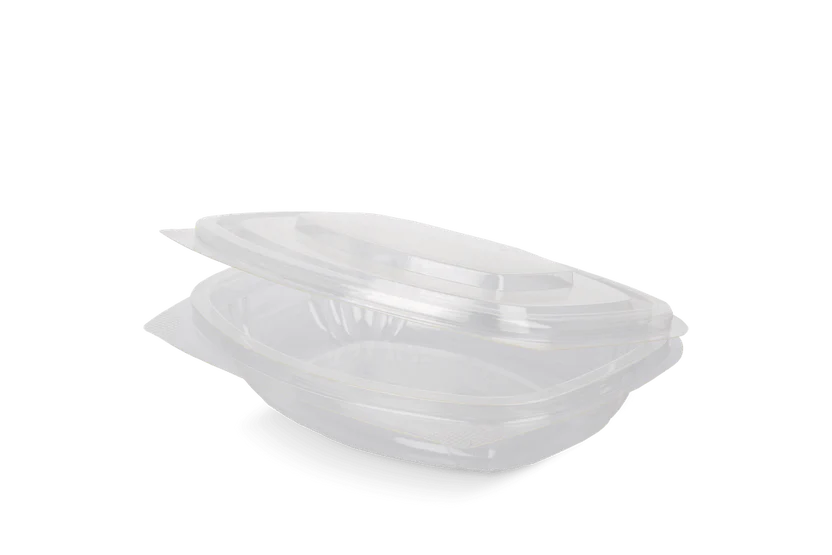 Saladier ovale PET à couvercle charnière 250cc