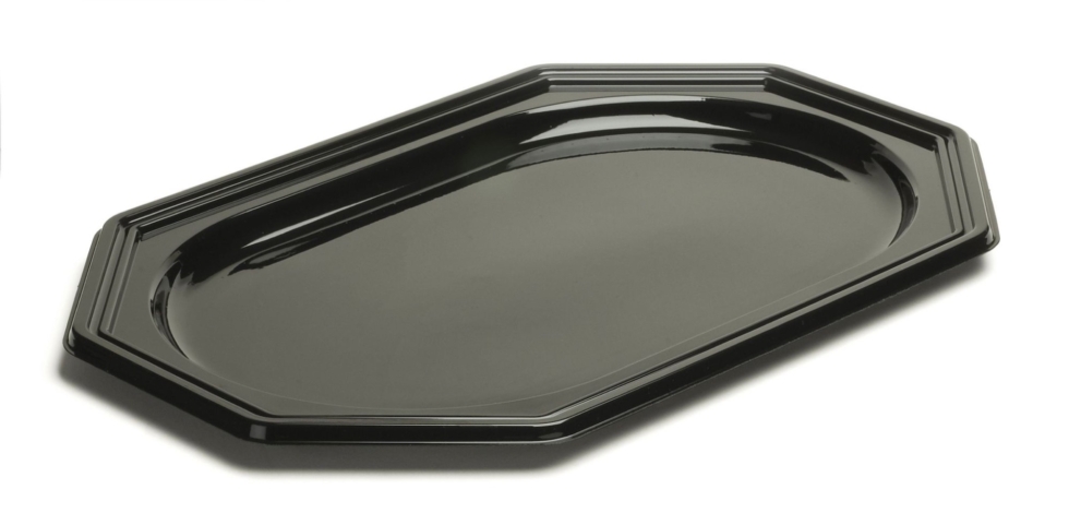 Black PET octagonal tray Sabert 46x30cm 