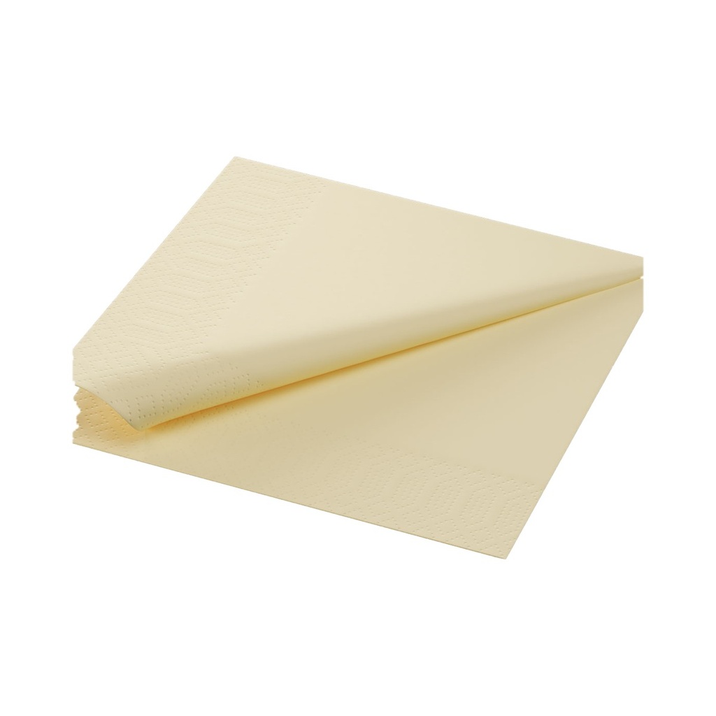 Serviette 3 plis 1/4 pli 33x33cm papier crème