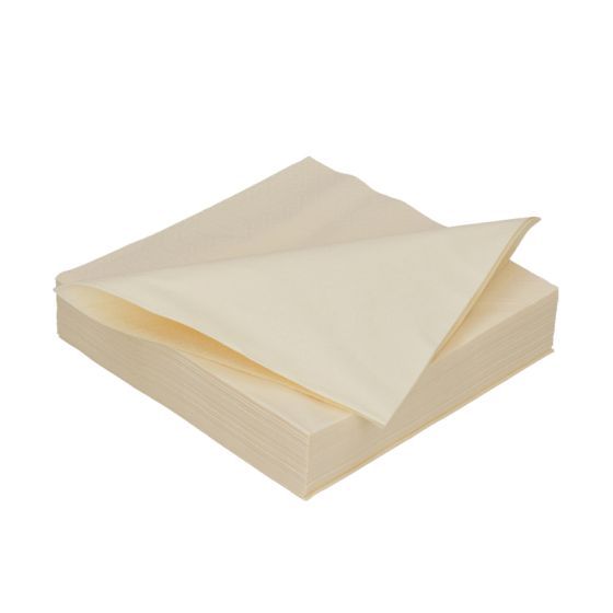 Serviette 2 plis 1/4 pli 33x33cm papier crème