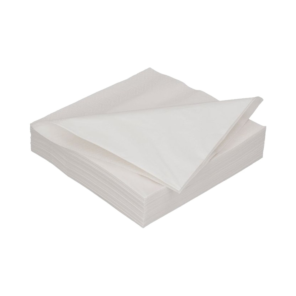 Serviette 2 plis 1/4 pli 33x33cm papier blanc