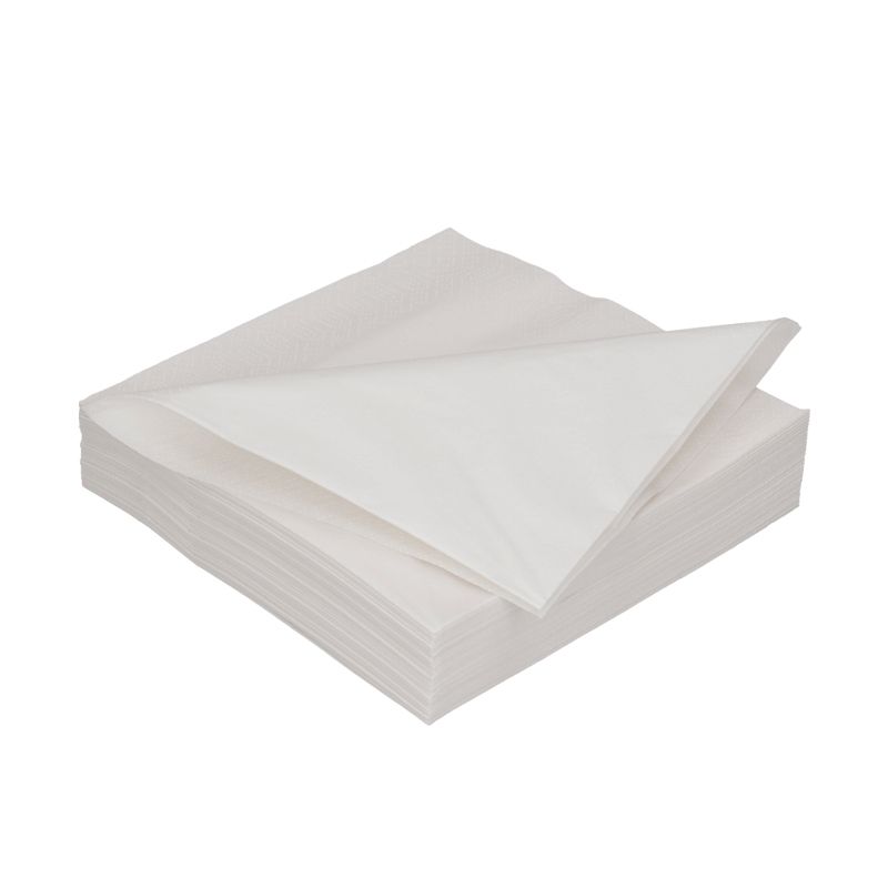 Serviette 2 plis 1/4 pli 33x33cm papier blanc