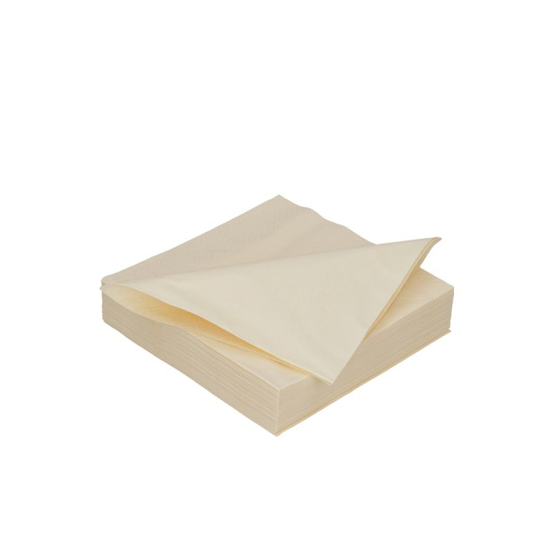 Serviette 2 plis 1/4 pli 24x24cm papier crème