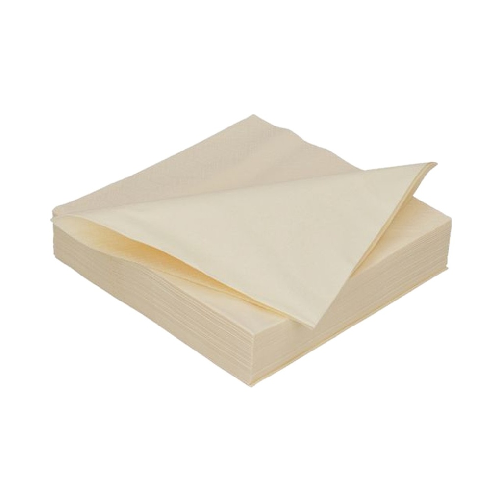 Serviette 2 plis 1/4 pli 24x24cm papier crème