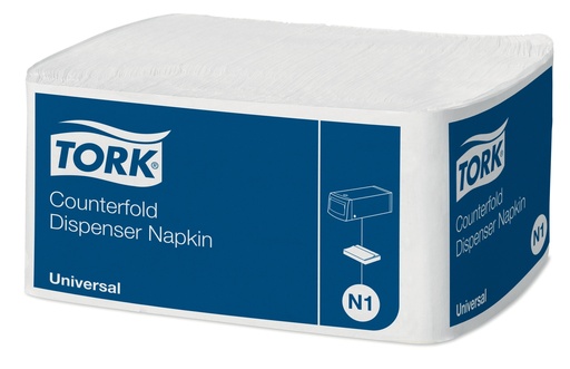 [11605] Servet 1-laags counterfold 33x30cm Tork N1 10935 wit papier 