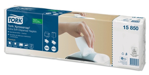 [11607] Servet 2-laags 1/2 laag 21,3x16,5cm Tork N4 15850 wit papier 