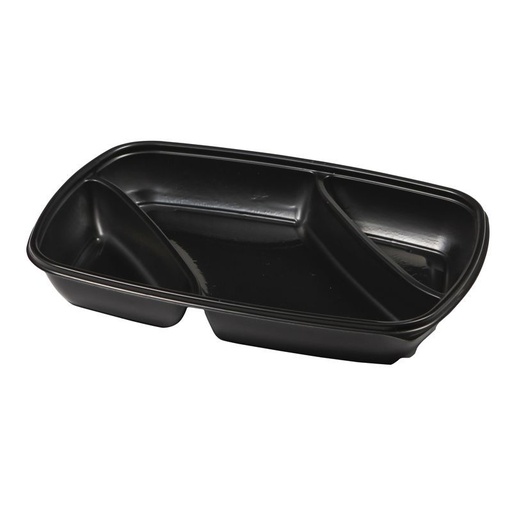 [66354] RavIer 3 Compartments black Sabert Hotpack HOT71335 28x20x4cm 975ML 
