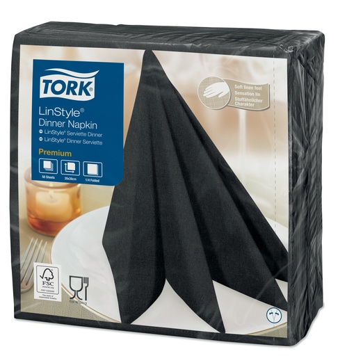 Serviette Airlaid 1/4 pli 39x39cm Tork Linstyle papier couleur