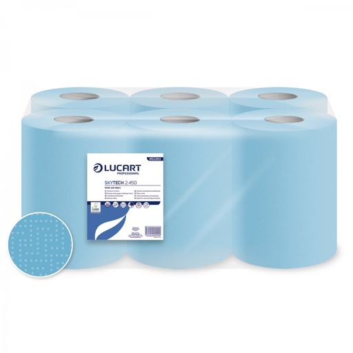 Rouleau essuie-tout MIDI Lucart SKYTECH bleu 2 plis 20cm 6x113m
