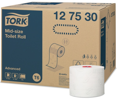 [107030] Compact gerecycled toiletpapier 2-laags 27x100m T127530 T6 