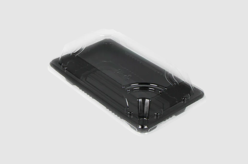 [66009] Plateau Sushi Noir + Couvercle Transparent 160x92x23mm Boîte combinée S Noir