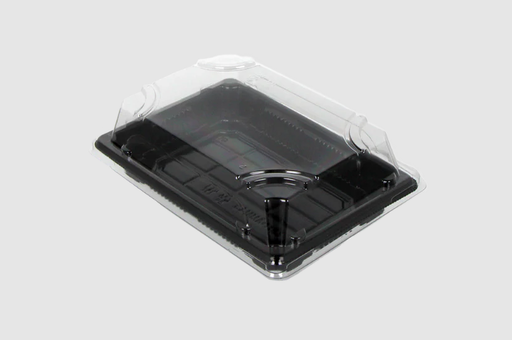 [66010] Plateau Sushi Noir + Couvercle Transparent 172x123x18mm Boîte combinée M Noir