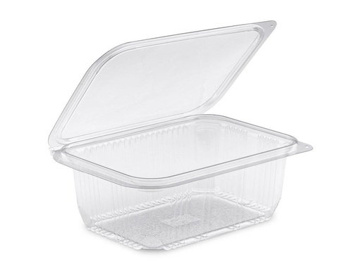 [66477] Barquette rectangle PET à couvercle charnière 2000cc