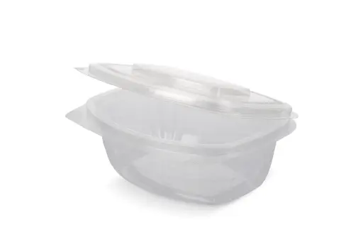 [66484] Ovale Salatschüssel PET mit Klappdeckel 500cc 