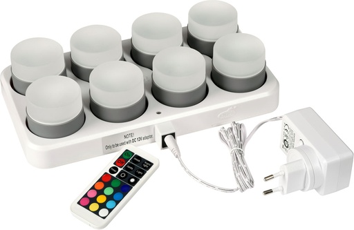 [6100] Jeu de 8 Mini lampes à LED rechargeables 48 x Ø 50 mm 13 h Blanc