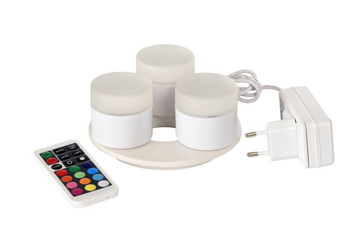 [6101] Jeu de 3 Mini lampes à LED rechargeables 48 x Ø 50 mm 13 h Blanc