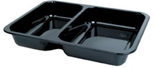 [66736] Menu tray 2 compartment black Duniform 225x175x35mm 515/370ml 