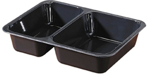 [66738] Menu tray2 black compartment Duniform 225x175x43mm 655/455ml 